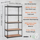 VEVOR Storage Shelving Unit, 5-Tier Adjustable, 907 kg Capacity, Heavy Duty Garage Shelves Metal V952-SXHJC18DX36WX7LTAV0