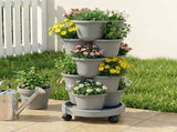 Green Fingers 5 Tier Vertical Garden Planter, Stackable Planters with 4 Wheels, Grey, Raised Garden GARDEN-5T-LGY