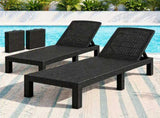 Gardeon 2X Foldable Sun Lounges Outdoor Recliner Patio Beach Chair Rattan Black FSL-01-RAT-BKX2