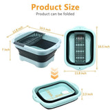 Collapsible Dish Basin with Drain Plug,Space Saving Foldable Dishpan for Kitchen RV Camping,Portable V1366-AZ2-W-16908