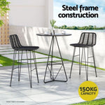 Gardeon 2 Piece Outdoor Bar Stools Wicker Dining Rattan Chair Black ODF-BA-TW-RATTAN-BK-X2