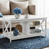 Artiss Coffee Table Storage Shelf White FUR-S-COF10-WH