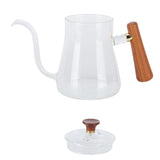 Coffee Kettle Pour Over High Borosilicate Glass Heat Resistant Round Wood Insulated Handle Gooseneck V1294-YM0714-3118210220111