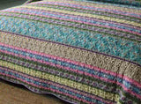 Grenn Teal Boho style Printed Bedspread Quilt Set Pillowcases V745-MAC06193Q13U