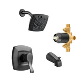 Tub and Shower Faucet Set, Complete with 130 mm Rainfall Shower Head and Bathtub Spout, 5-Setting V952-YGHLLTZHHWHWFHFKJ001V0