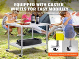 Stainless Steel Work Table 30 x 18 x 38 Inch, with 4 Wheels, 3 Adjustable Height Levels, Heavy Duty V952-CFBXGGZTLCDJB9CR8V0
