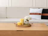 Handcrafted Mango Wood Round Tray W Handles 34cm V637-59089TRA