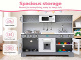 Keezi Wooden Play Kitchen Pretend Kitchen 82cm Kids Toy Food Set Grey PLAY-WOOD-MICROWAVE-GY