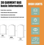 3-pack Transparent Dustproof Garment Storage Bag with Zipper for Wardrobe, PEVA Material, 60 x 25 x V1188-MS-325-0887