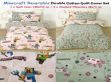 MOJANG Minecraft Reversible Cotton Boys Girls Quilt Cover Set Double V442-CAP-QUILTCS-MINECRAFT-PINKGREY-DS