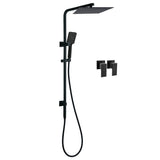 Dual Shower Square Large 12" Rainfall Head 3 Modes Handheld Wall Rail Twin Taps Matt Black V1233-C6202BHS002M4CBKSS112BCPF0272BK