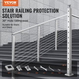 VEVOR Cable Railing Post, 42" x 2" x 2" Steel 30&deg; Angled Hole Stair Railing Post, 12 Pre-Drilled V952-1JZLGZ1067556VUN5V0