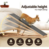 i.Pet Dog Ramp 100cm Adjustable Height Wooden Steps Stairs For Bed Sofa Car Foldable FDR-D-WOOD100-GR