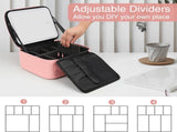 Portable LED Makeup Case with Mirror Rechargeable 3-Color Light, 6 Adjustable Dividers, Brush Roll V1107-CS-LEDHZXF
