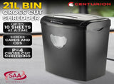Centurion 21L Cross-Cut Office Shredder 10-Sheet Paper, CD & Credit Card Security SRD-021-010-CD