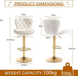 SERENIT Swivel Bars Set of 2 Counter Height Barstools with Back Velvet Upholstered Adjustable V255-GP2210R-IVORY