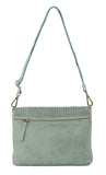 Pierre Cardin Womens Woven Leather Flap Cross-Body Bag/Clutch - Mint Green V563-PC-3280-MINT