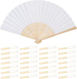 50pcs White Paper Hand Fan Bamboo Folding Fan Handheld Wedding Fans Folded Fan for Bridal Dancing V1259-DP01-A-3095
