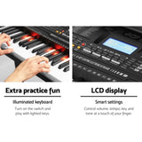 Alpha 61 Keys Electronic Piano Keyboard Digital Electric w/ Stand Lighted Black EK-KL-91M-BK-H