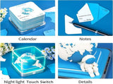 Desk Calendar With Lights 3D Calendar 2024 Memo Pad Carving Art Notepad DIY Sticky Post Craft with V1366-AZ2-W-04465