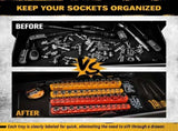 ELEAD 2Pc 1/4" Magnetic Socket Organizer Set SAE & Metric Holder Storage Tray V465-70034