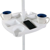 Outdoor Umbrella Table with 4 Cup Holders and 4 Snack Compartments Plastic Tray for Garden V1294-YM0721-10222088