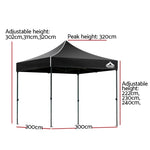 Instahut Gazebo Pop Up Marquee 3x3 Folding 500D Wedding Tent Base Pod Black GAZEBO-T-3X3-F-BK-BASE