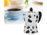 Aluminum Coffee Pot Kettle, Moka Maker for Home Use, Milk Cow Color, 3 Cups, 150ml V1263-JX-3001