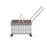Gardeon Collapsible Outdoor Storage Box 54L Stackable Folding Camping Organizer Wheels Plywood Lid XFEL-OSB-54L-WHEEL-WH