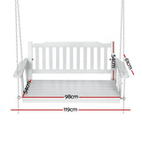 Gardeon Porch Swing Chair with Chain Garden Chair Outdoor Furniture Wooden White ODS-1956W-WH