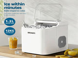Devanti Ice Maker Machine Portable 12kg Countertop w/Self Cleaning 1.2L White IM-ZB-OL-15A-WH
