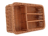 Chocolate Rattan Cutlery Tray 4 Deep Compartments for Kitchen Storage V1192-AZ-W-24947