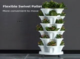 Beige 3-Tier Stackable Strawberry & Vegetable Planter with Mobile Wheel Tray - Space-Saving Vertical V888-ELOSUNG42024
