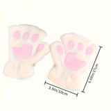 WHITE Cat Paw Fingerless Electric Heating Gloves, 3 adjustable heating levels, washable, 2000mAh V1232-MZST001