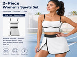 White XL Size Women's Linear Sports Set - Polyester Spandex Blend with Adjustable Straps, Removable V888-ELOSUNG53886