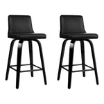 Artiss Bar Stools Kitchen Leather Barstools Swivel Wooden Chairs X2 BA-TW-8836-BKX2-AB