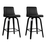 Artiss Bar Stools Kitchen Leather Barstools Swivel Wooden Chairs X2 BA-TW-8836-BKX2-AB