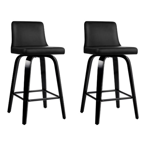 Artiss Bar Stools Kitchen Leather Barstools Swivel Wooden Chairs X2 BA-TW-8836-BKX2-AB