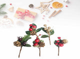 Artificial Flowers Red Berries Pine Cones for Gift Package Plastic Dried Flower Card Accessory for V1294-YM0901-3115240080312