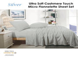 Shangri La Cashmere Touch Micro Flannelette Sheet Set Silver Queen V442-KIT-SHEETS-CASHMEREFLANNEL-SILVER-QS