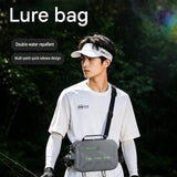 Grey Hard Shell Fishing Waist Bag - Waterproof 1000D PVC Lure Pack with 90 Degree Open Workbench and V888-ELOSUNG56804