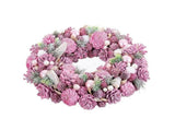 Advent wreathe pink multicolour plastic foam 34 x 34 x 8.5cm V1263-JX-1658