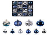 44ct Blue Silver Christmas Ball Ornaments - Bulk Glitter Hanging Decor Set with Large & Mini Sizes V1366-AZ2-W-16588