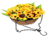 Faux Flower Hanging Basket for Living Room and Garden, Decorative No Maintenance Artificial Plant V1366-AZ2-W-19209