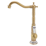 Antique Kitchen Faucet Gold All Copper European Antique Hot Cold Mixed 360&deg Rotating Kitchen V1294-YM0715-3112220048711