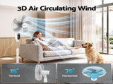 DEVANTI 16" Pedestal Fan with Remote 3 Speeds 8H Timer, White PF-RC-40G2M-WH