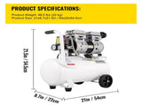 Air Compressor 6.6 Gallon, Portable Air Compressor 1 HP, Oil Free Air Compressor Steel Tank 750W, V952-WSKYJ750-25L00001V3