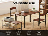 Artiss Dining Table and Chairs Set of 4 Storage Bench Kitchen Furniture Walnut DSET-U-5280-BR