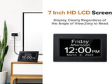 White Crystal Clear 7-Inch Digital Day Clock with Auto Dimming & Voice Assist - Perfect for Seniors V888-ELOSUNG18094