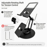 Aluminum Alloy Dual Device Stand for Phone Tablet, 360&deg Silent Rotation, Weighted Base 2KG Capacity, V1232-SJZJ-RHY-002